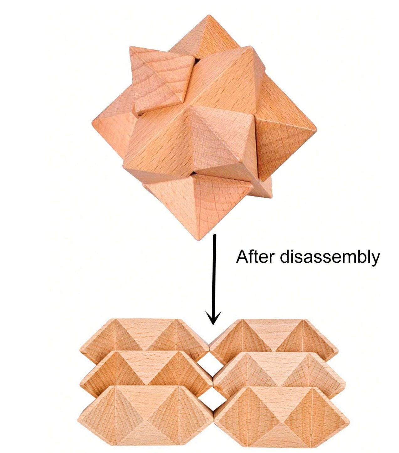 Kongming Japanese 3D Wood Magic Star Gem Puzzle - Interlocking