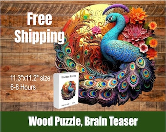 Intricate Wood Peacock Puzzle