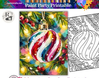 Festa da Pintura, Molde Pré-Desenhado para Enfeite de Natal, Kit de Ferramentas, Tutorial de Pintura Passo a Passo para Imprimir, Aula de Desenho Digital para Professores