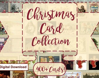 Mais de 400 cartões de Natal para download digital - Cartões postais de Natal vintage antigos - Clip Art - Scrapbook - Grande coleção