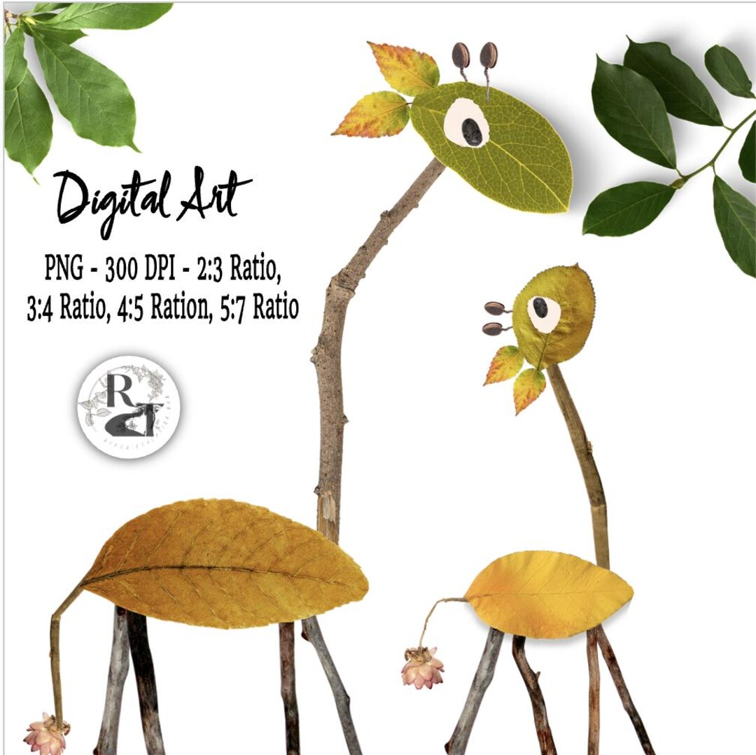 Giraffe Leaf Art Loose Parts Living Room, Hall, Bedroom, Den, Dinning ...