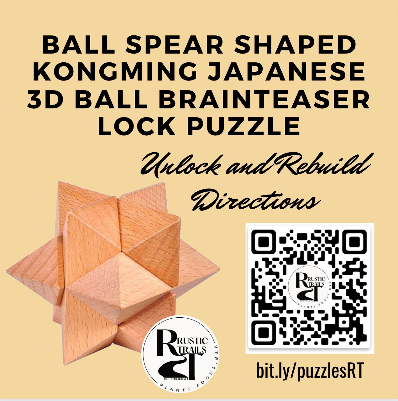 ◆◆般若/木製/（小）◆◆ Kongming Japanese 3D Wood Magic Star Gem Puzzle - Interlocking