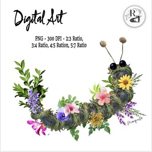 Caterpillar Leaf Art Loose Part Salon, Hol, Sypialnia, Gabinet, Ściana Jadalniana Maximalist, Grafika Obrazowa do Wydruku, Dzień Matki, Nauka