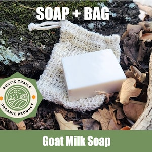 Organic Goat Milk Natural Soap Bar with Exfoliating Pouch Sisal Soap Savers Mesh Soap Bag and FREE Shipping