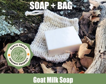 Organic Goat Milk Natural Soap Bar with Exfoliating Pouch Sisal Soap Savers Mesh Soap Bag and FREE Shipping