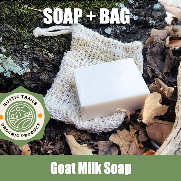 Organic Goat Milk Natural Soap Bar with Exfoliating Pouch Sisal Soap Savers Mesh Soap Bag and FREE Shipping