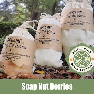 Organic Soap Nut Berries - Nature&#39;s Natural Cleanser - De-seeded - Hand Sorted and Selected - Natural Laundry Detergent & Shampoo - Soapnut