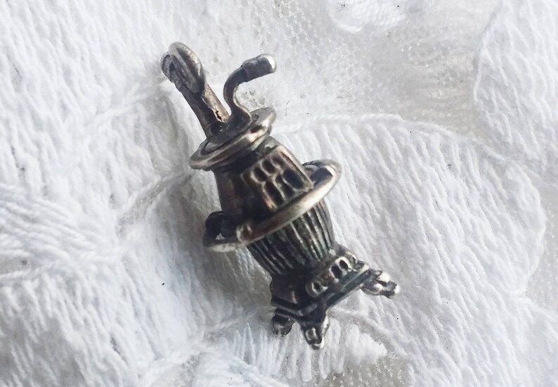 Vintage Pot Belly Stove Charm Pendant 925 Sterling Silver 1990