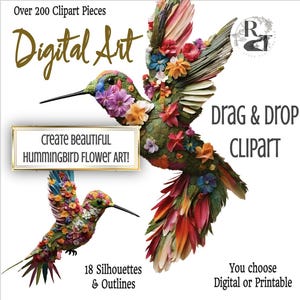 Maak prachtige doe-het-zelf kolibriekunst Google-diaactiviteit slepen en neerzetten Shabby Chic 8,5 x 11 in 500 dpi PNG Knutselen, school, plakboek, afdrukken