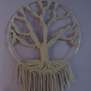 Handmade Macrame Tree of Life Wall Hanging: 10&quot; Metal Ring