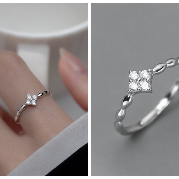 Solid 925 Sterling Silver Cubic Zirconia Diamond Shape Ring, Unique Engagement Gifts, Stacking Ring Dainty Ring Knuckle Ring YCZ49