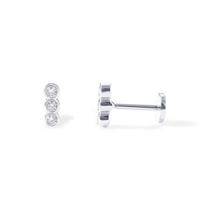 1PC or 1Pair Sterling Silver CZ 3 3 Dots Internally Threaded Flat Back Labret Earrings, Cartilage Stud Earrings, Helix Tragus 16g YCZ892