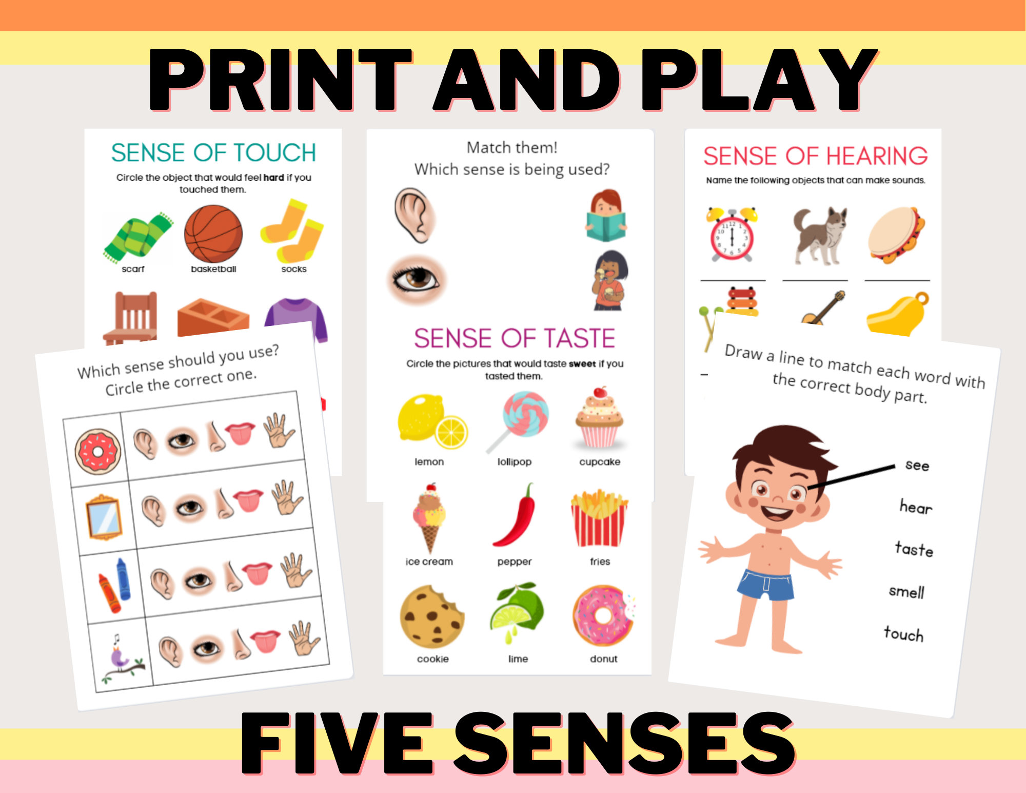 toddler-five-senses-activities-print-and-play-learning-busy-book-printable-worksheet-preschool-homeschool-activity-sheets-etsy
