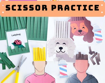 preschool cutting kit cutting practice with scissors etsy
