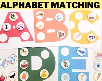 Toddler Alphabet Matching Activity - Sorting - Learning - Busy Book - Printable Worksheet - Preschool - Homeschool - Activity Sheets