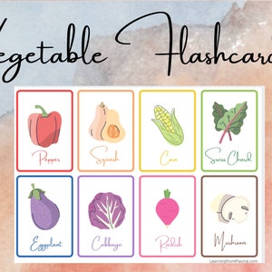 Toddler Vegetable Flashcards - Simple Beautiful Learning Cards - Nature - Learning - Unique - Printable Worksheet - Preschool - Homeschool