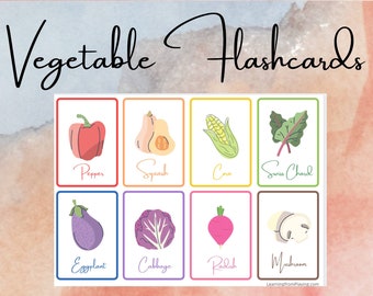 Toddler Vegetable Flashcards - Simple Beautiful Learning Cards - Nature - Learning - Unique - Printable Worksheet - Preschool - Homeschool