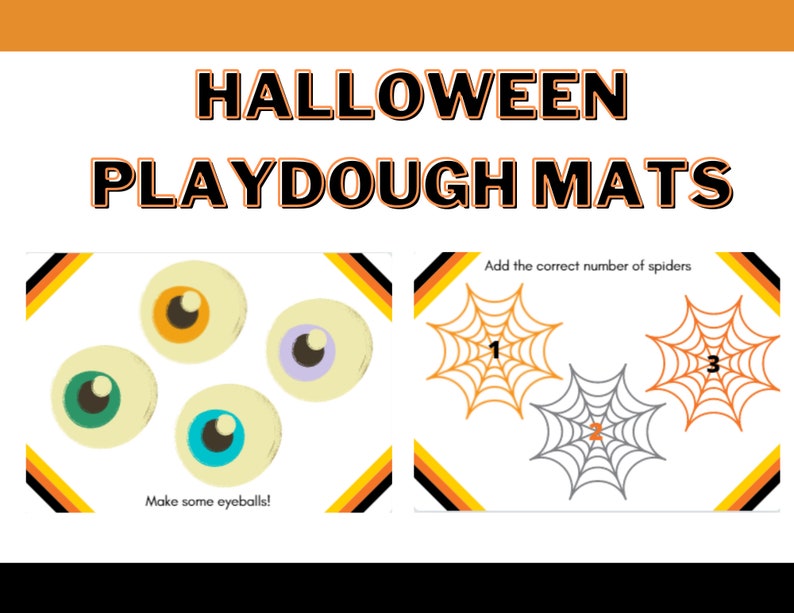 Toddler Halloween Playdough Mats Spooky Prompts Counting Playdough Sheet Drawing Sheet Printable Worksheet Homeschool Playmat image 1