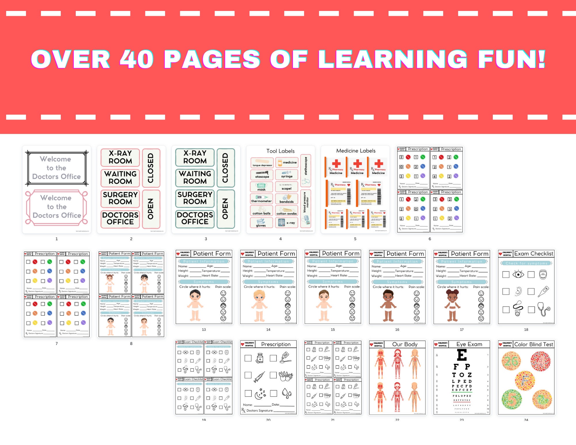 Toddler Doctors Office Dramatic Play Pretend Play Learning Matching