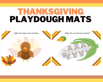 Toddler Thanksgiving Playdough Mats - Playdough Sheet - Drawing Sheet - Create and Play - Printable Worksheet - Homeschool - Playmat