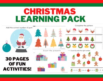 Toddler Christmas Learning Activities - Counting - Matching - Patterns - Pre-writing Practice - Holidays - Printable Worksheet - Homeschool