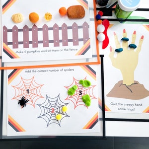 Toddler Halloween Playdough Mats Spooky Prompts Counting Playdough Sheet Drawing Sheet Printable Worksheet Homeschool Playmat image 3