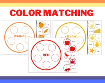 Toddler Color Match Activity - Sorting - Learning - Matching - Busy Book - Printable Worksheet - Preschool - Homeschool - Activity Sheets