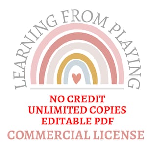NO CREDIT EDITABLE Unlimited Commercial Resale License, Busy Book Commercial, Busy Book Printable, Learning Activities, Commercial Use