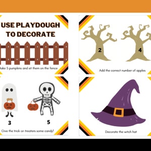 Toddler Halloween Playdough Mats Spooky Prompts Counting Playdough Sheet Drawing Sheet Printable Worksheet Homeschool Playmat image 4