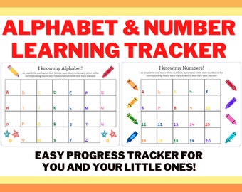 Toddler Alphabet Number Tracker - Simple Progress Tracker - Learning Alphabet Letters - Learning Numbers - Printable Worksheet - Homeschool