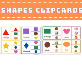 Toddler Shapes Activities - Clipcards - Sorting - Learning - Busy Book - Printable Worksheet - Preschool - Homeschool - Activity Sheets