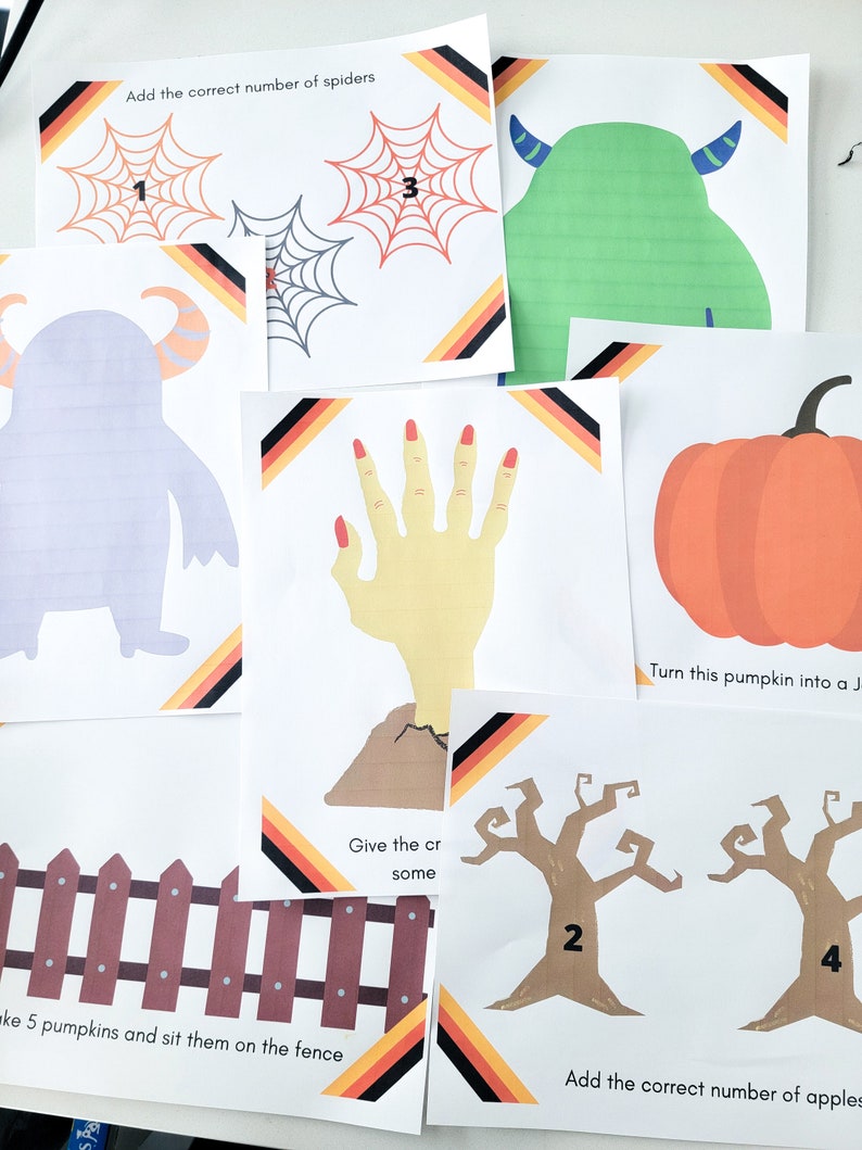 Toddler Halloween Playdough Mats Spooky Prompts Counting Playdough Sheet Drawing Sheet Printable Worksheet Homeschool Playmat image 2