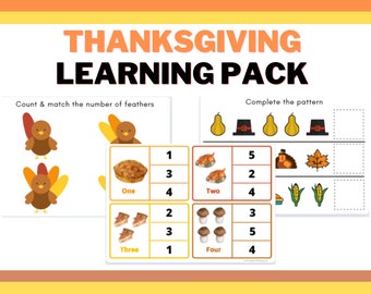 Toddler Thanksgiving Learning Activities - Counting - Matching - Patterns - Pre-writing Practice - Printable Worksheet - Homeschool