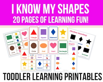 Toddler Learning Shapes Activities - Toddler Busy Book - Toddler Printable Binder - Printable Worksheet - Homeschool - Activity Sheets