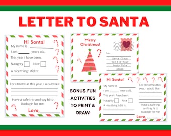 Toddler Christmas Letter to Santa - Low Prep Activities - Christmas Placemat - Christmas Gift List - Drawing for Santa - Christmas wish list