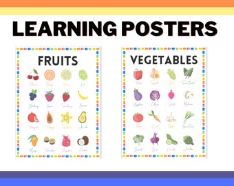 Toddler Learning Posters - Vegetable Fruits Nature Colors - Printable Pages - Printable Flashcard - Preschool - Homeschool - Activity Sheets