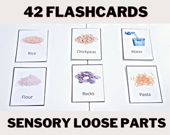 Sensory Play Loose Parts Cards - Toddler Learning - Visual Flashcards - Kid Flashcards - Nature Loose Parts - Sensory Base Fillers