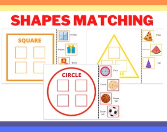 Toddler Shapes Matching Activity - Sorting - Learning - Busy Book - Printable Worksheet - Preschool - Homeschool - Activity Sheets