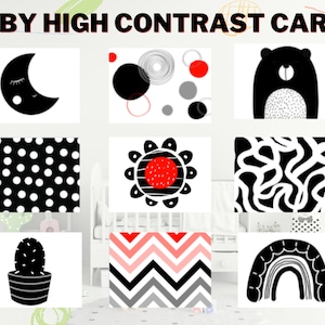 Baby High Contrast Cards - Newborn Learning - Visual Stimulation - Baby Flashcards - Baby Learning - Wall Flashcards - Nursery Pictures