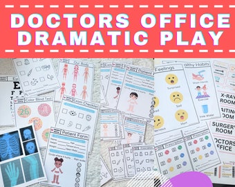 Toddler Doctors Office Dramatic Play - Pretend Play - Learning - Matching - Printable Worksheet - Preschool - Homeschool - Activity Sheets