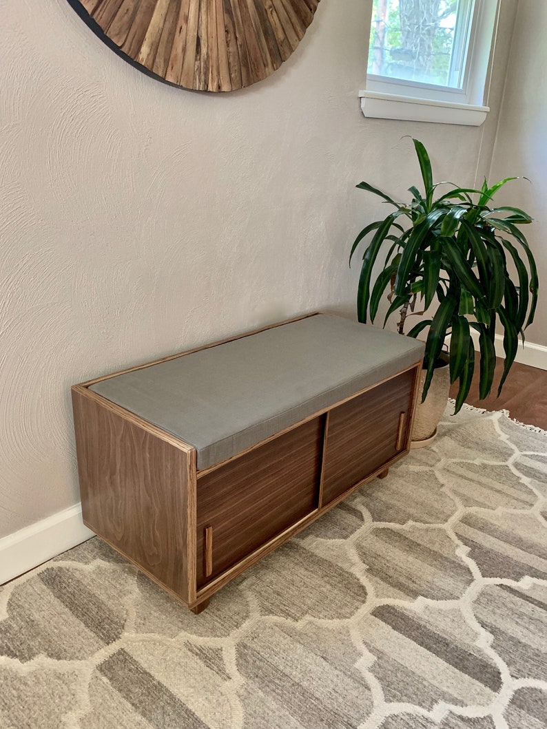 Entryway Shoe Bench With Cushion Etsy