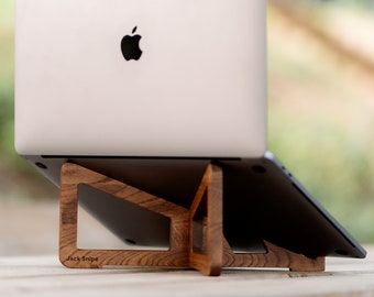 Soporte para computadora portátil hecho a mano, soporte para computadora portátil hecho a mano, soporte para MacBook hecho a mano, soporte para MacBook hecho a mano, regalo de madera, regalo de madera, regalo de roble