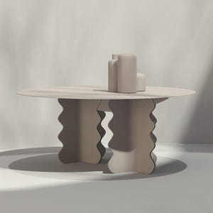Modern Metal Coffee Table, Medium Round Wave Side Table, Handmade Minimalist Designer Accent Furniture, Sculptural Piece, Outlet Sample