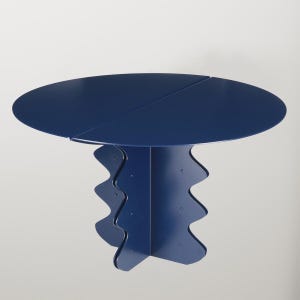 Modern Metal Coffee Table, Round Wave Side Table, Handmade Minimalist Designer Accent Furniture, Sculptural Statement Piece, Outlet Sample