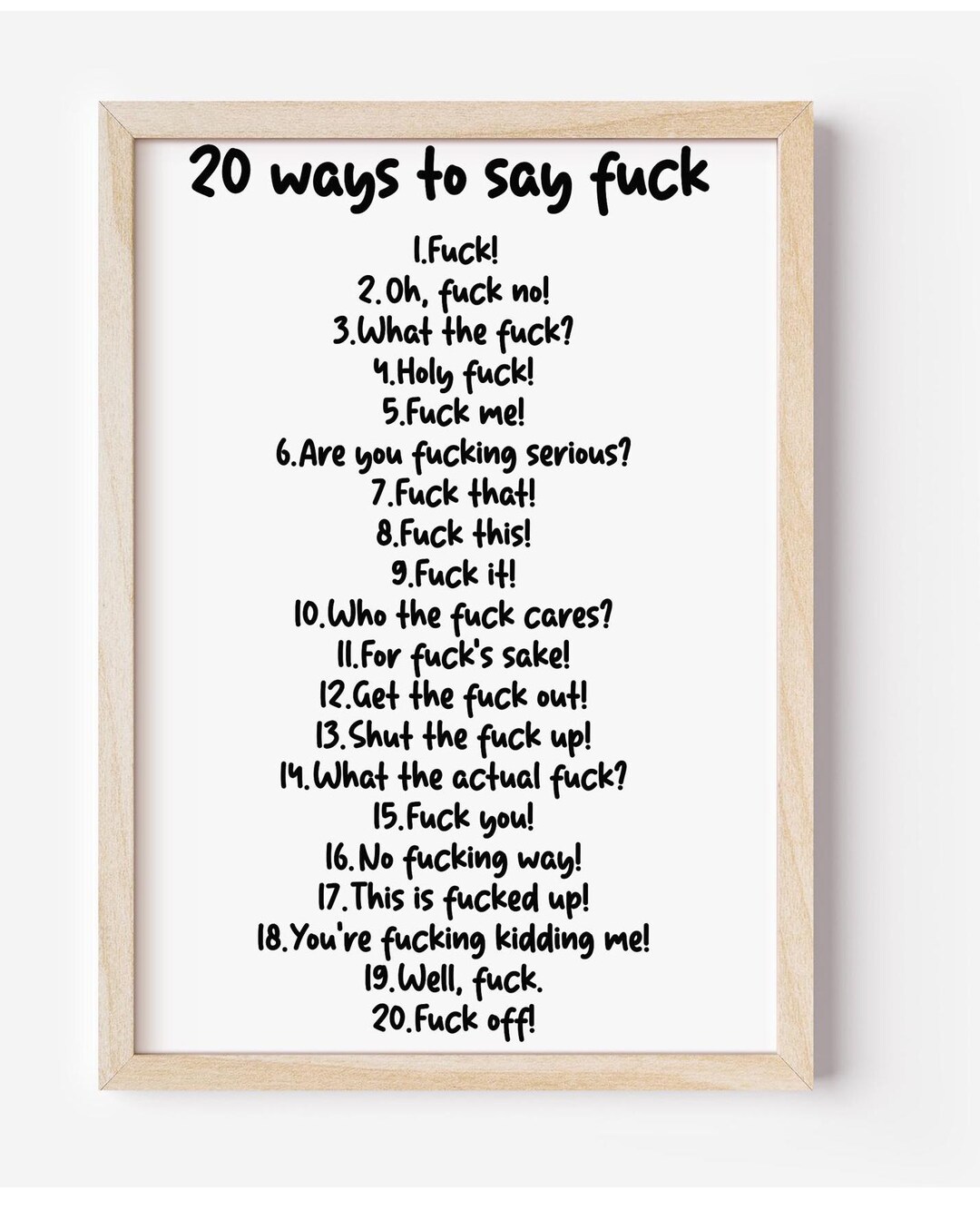20 Ways to Say Fuck Funny Printable Funny Home Decor Wall Art ...