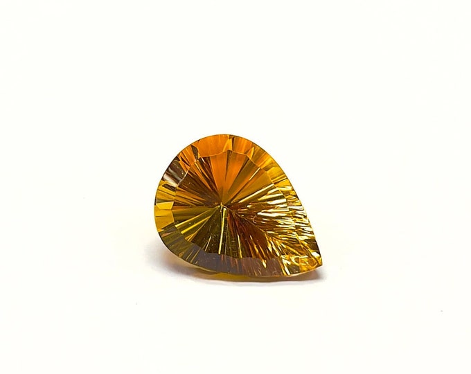 Genuine CITRINE 14X18.50MM/Concave cut/Pear shape/Height 10.80MM/Weight 12.35 carat/Beautiful deep brandy color natural citrine/Gemstone
