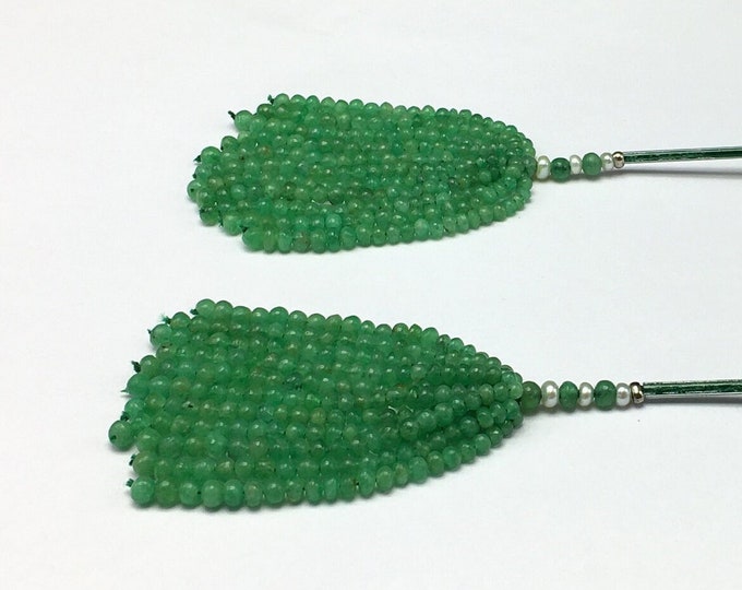 Tassels for earring/Natural EMERALD/Smooth rondelle/Size 3MM till 4MM/2.75 inches long/Beautiful deep green color/Gemstone tassel/For design