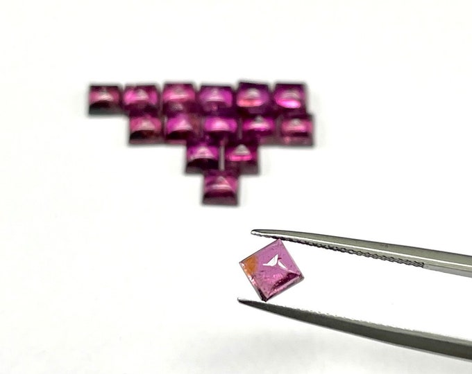 Natural RUBELLITE/Smooth cabochons/Square 6x6MM/15 Pieces/12.55 carats/For Jewelry makers/For Goldsmiths use/Top quality gemstone Tourmaline
