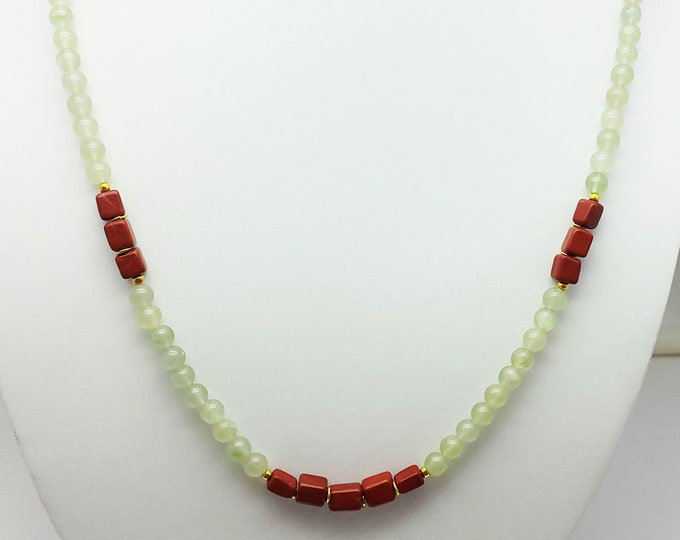 1 Strand Light Green Quartz Round Jasper Square Beads Gemstones, Beads Necklace Jewelry