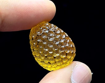 Hand Carved Citrine Tumble Bead: Golden Gemstone (18x21mm)